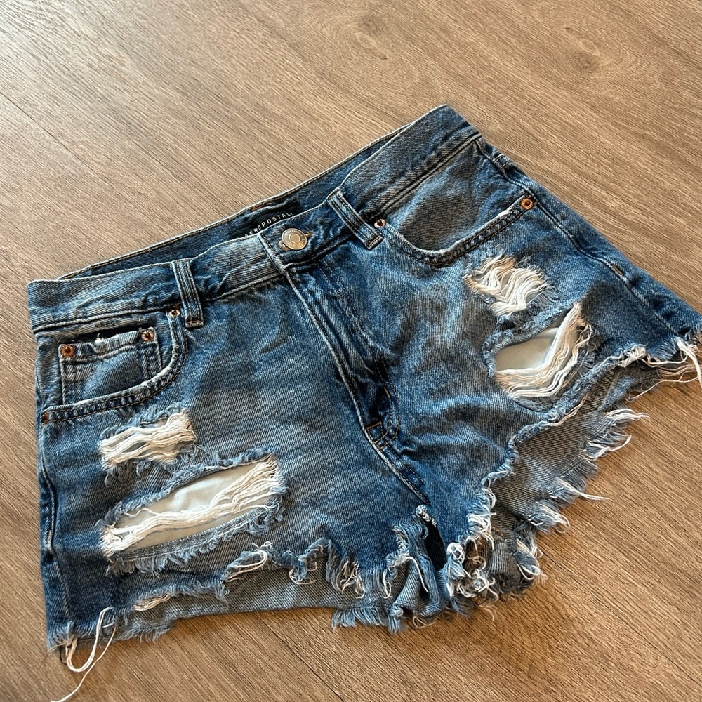Aeropostale Blue Jean Shorts Distressed Frayed Hem